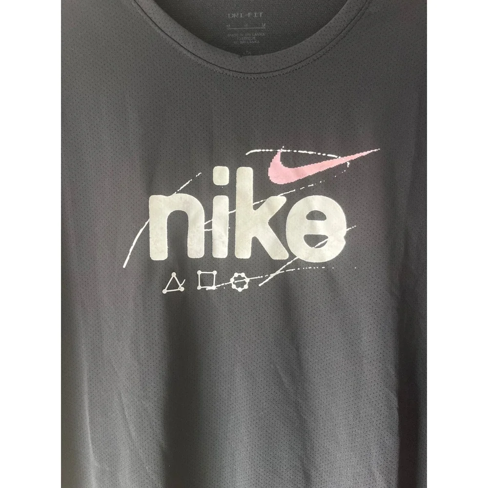 Nike Miler D.Y.E. Breathe Running Graphic T-Shirt Black Pink Med Performance NWT
